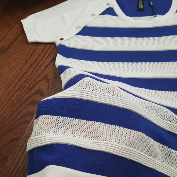 COLORI White & Blue Tee for Women Size P/S - Picture 5 of 7